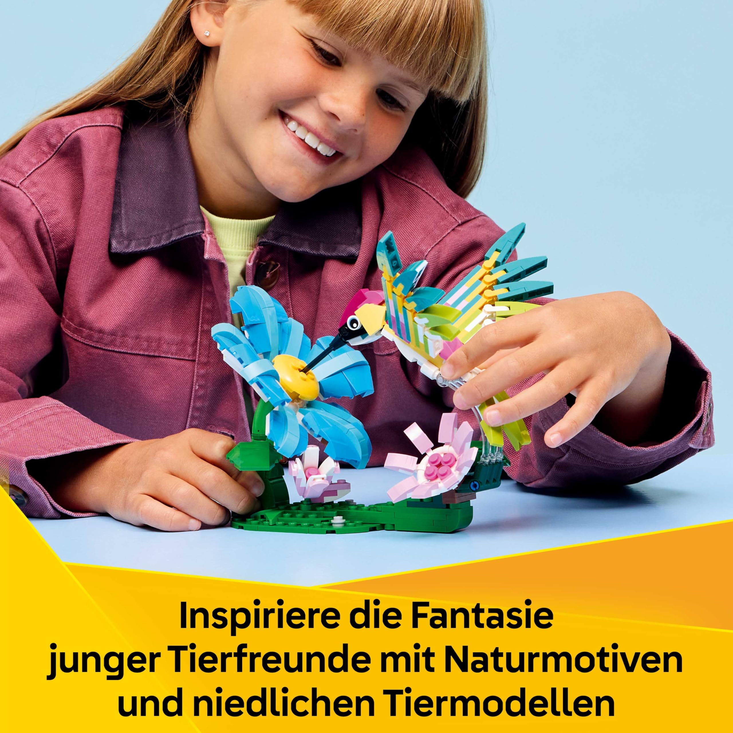 LEGO Creator 3in1 Wild Animals: Colourful Hummingbird - Bird Toy Transforms into a Butterfly or Fish Figure - DIY Room Decor Idea - Creative Gift for 8+ Year Old Girls & Boys - 31384 7
