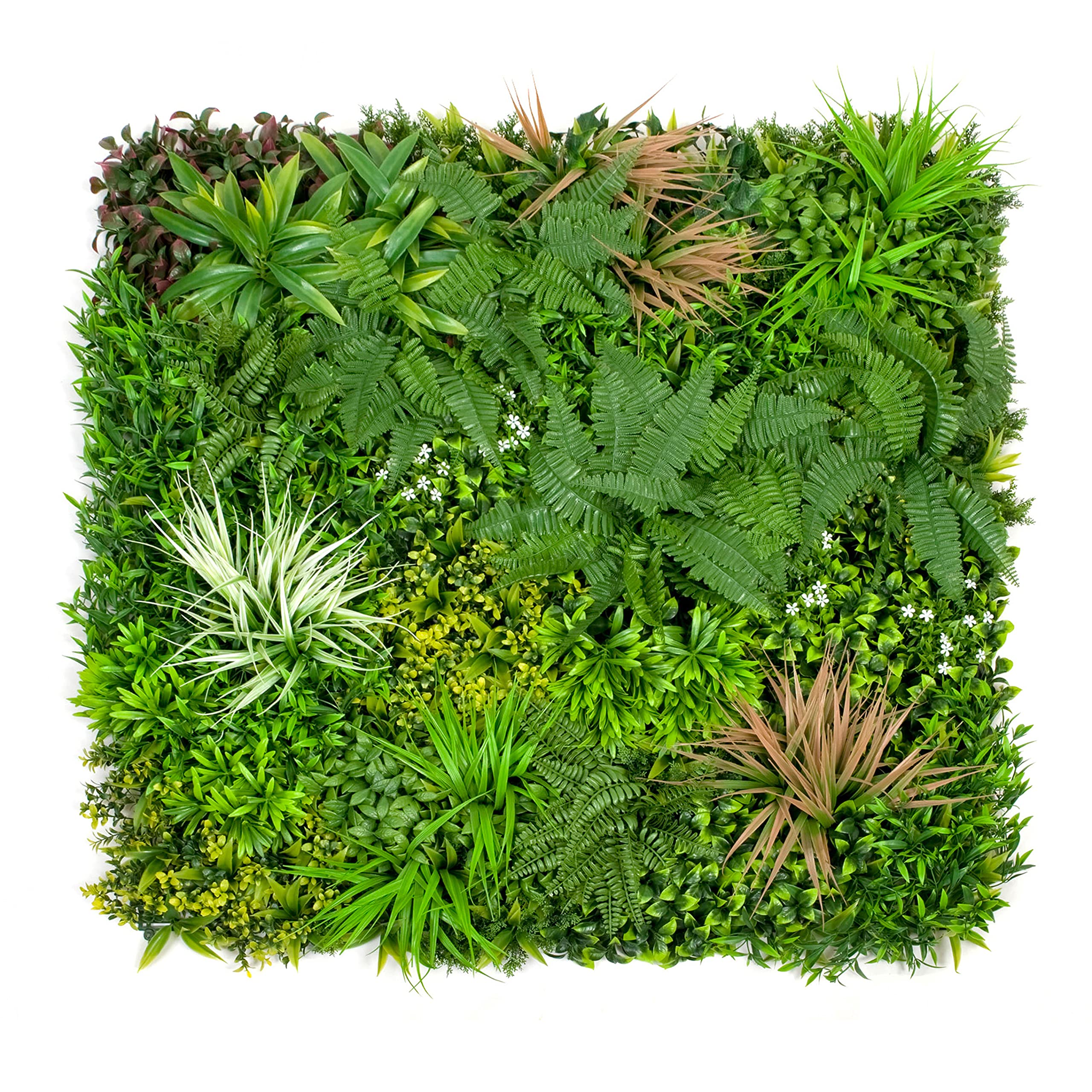 Artificial Premium Green Wall Hedge with Mixed Green Pink Leaf Foliage x 1m -UV Stable Vertical Garden