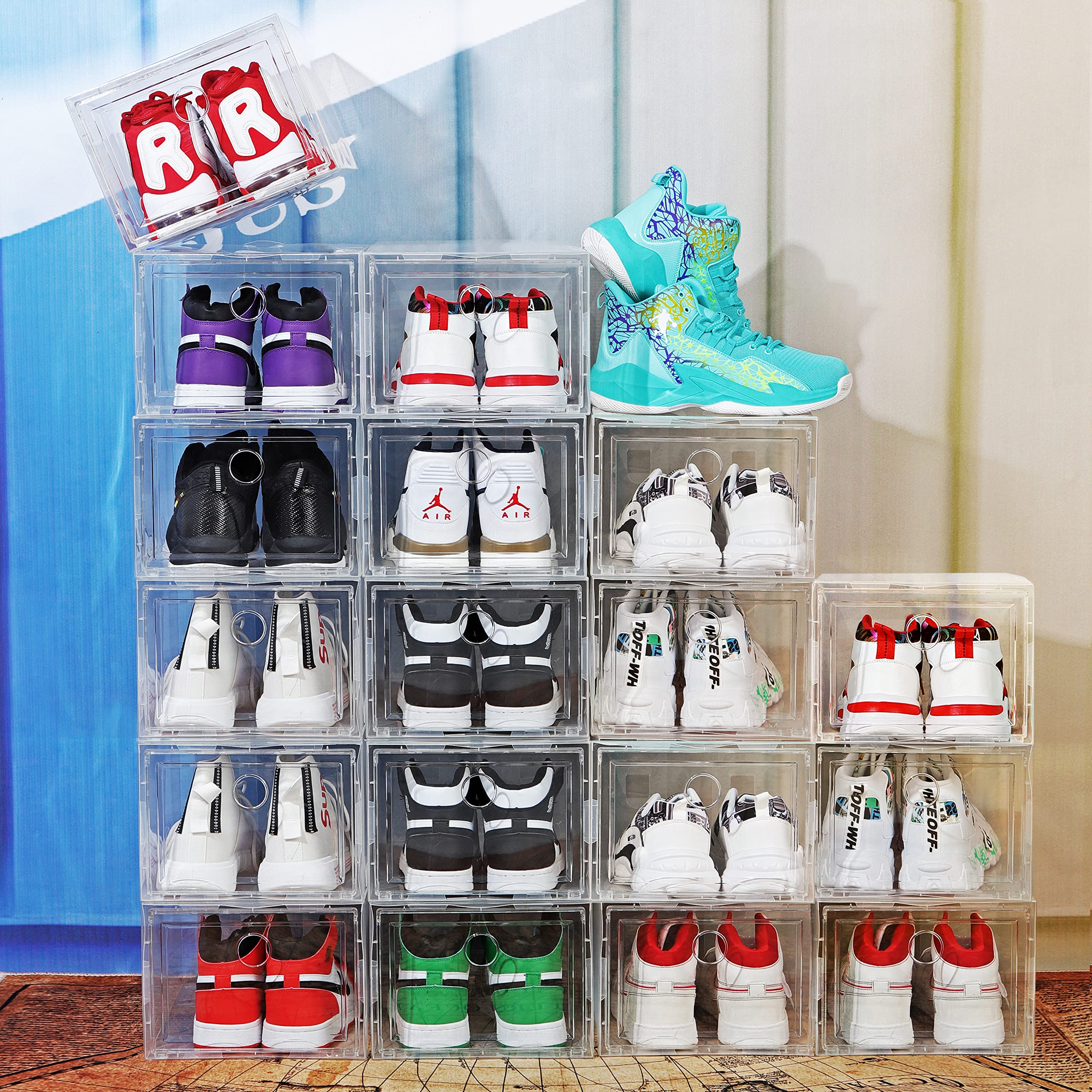 Mua MMBABY 12 Pack Shoe Storage Box Clear Plastic Stackable Drop Front ...