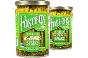 FOSTER'S SINCE 1984 Foster's Pickled Asparagus Spears in a Jar, Jalapeño, 32oz, 2 Pack, Traditional Pickled Vegetables Recipe over 40 years, Gluten Free, Fat Free, Preservative Free Low Calorie Snack Farm Pickles