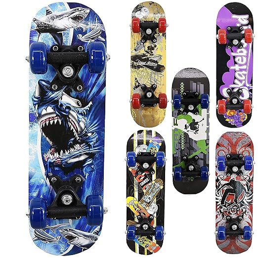 GEEZY 17" Mini Colourful Skateboard Complete Board Sharks Graffiti ...