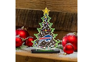 TEAM SPORTS AMERICA NFL Buffalo Bills LED Light Sign Football Christmas Tree Tabletop Decor, Free-Standing Desk Night Light Lamp for Home, Office, Man Cave, Holiday Gift for Fans, Men & Women – Made in USA