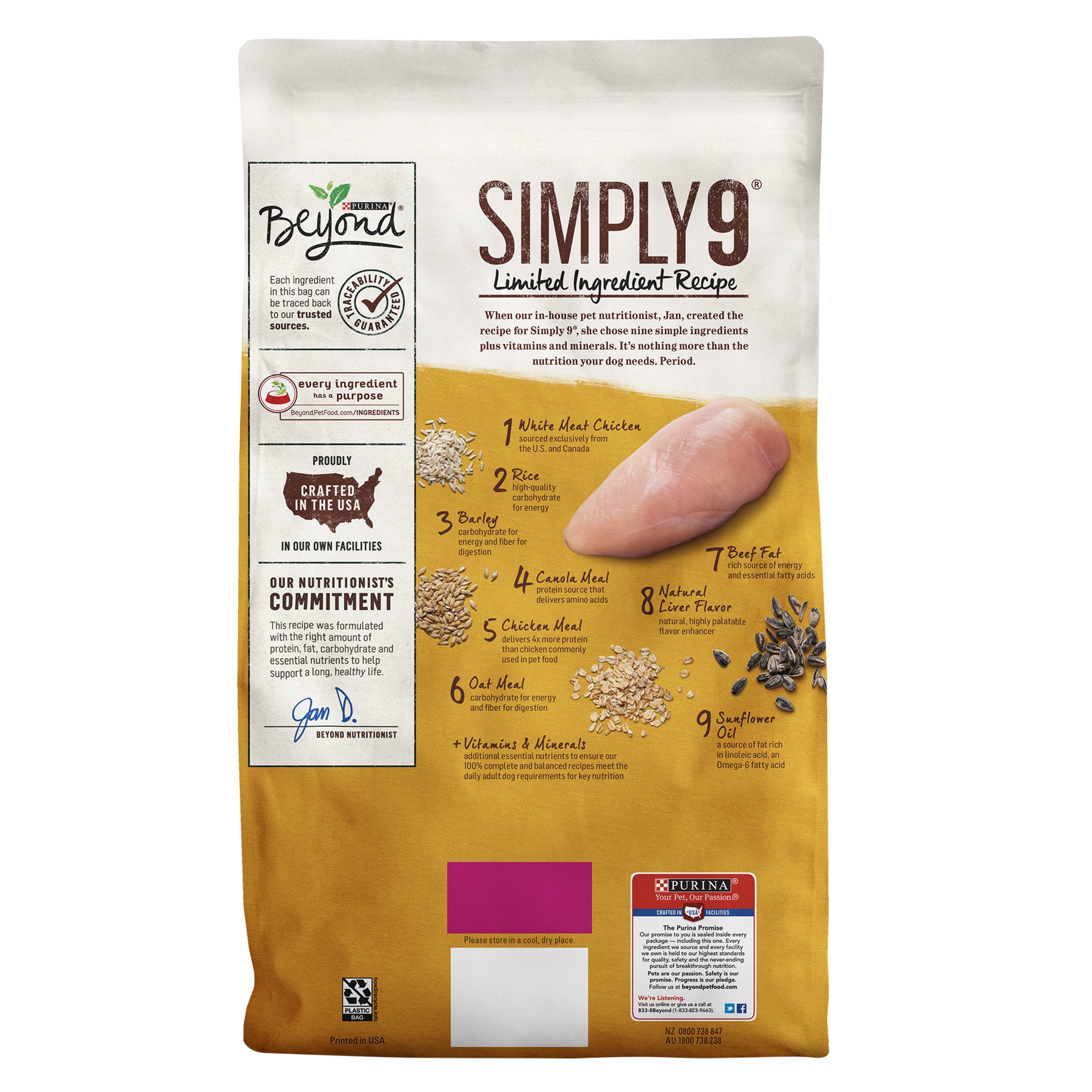 Purina Beyond Natural Dry Dog Food, Simply 9, White Meat Chicken and