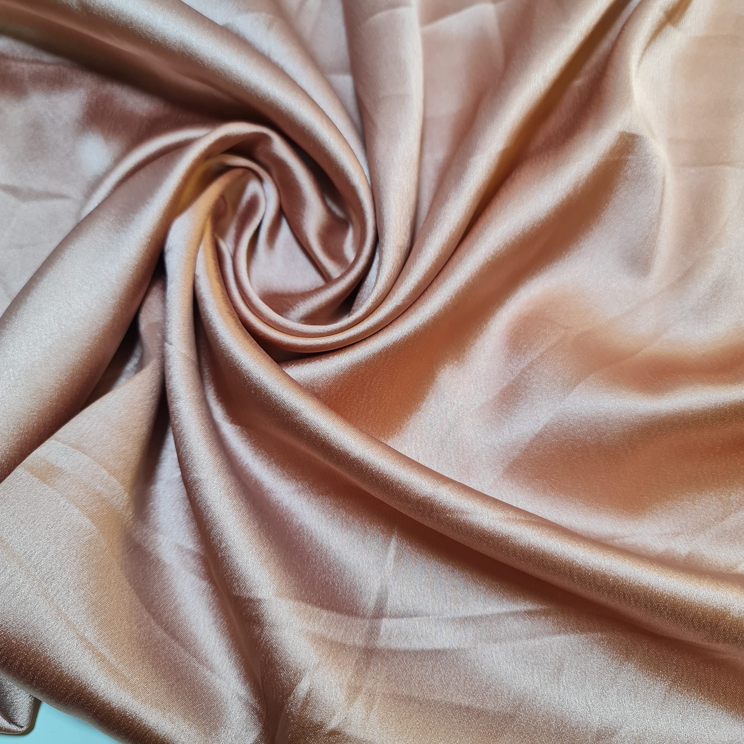 Glossy Charmeuse Silk Satin Bridal Dress Polyester Lining Craft Fabric 44" Meter (2 Meter, Dusty Pink)