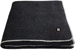 EKTOS 100% Wool Blanket, 90" x 66", Camping Blanket, Wool Blanket Military Surplus (Charcoal, Twin Size)