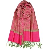 Achillea Two-Tone Vintage Paisley Pashmina Scarf – Lightweight Wrap & Shawl for Dresses, Weddings, Travel, All Seasons
