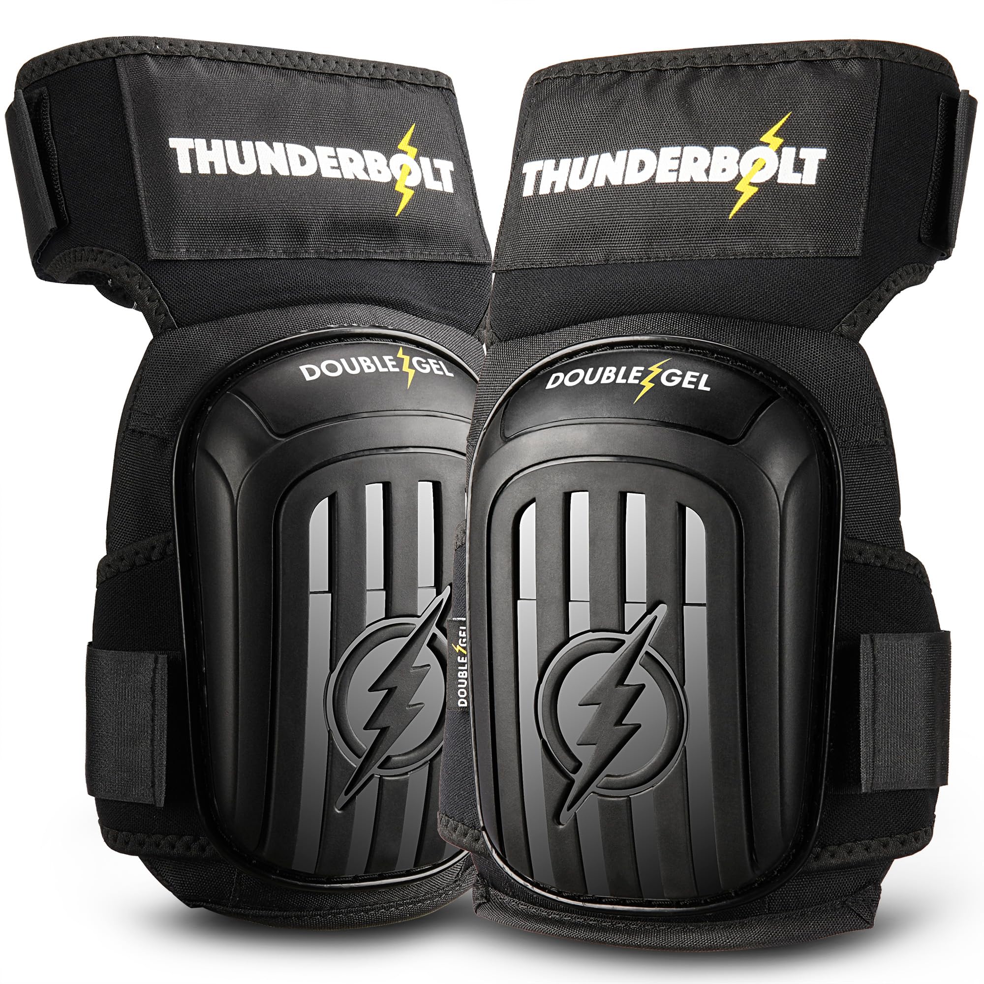 Thunderbolt Knee Pads for Men and women Construction Knee Pads Gel Knee Pads Gardening Flooring Roofing Heavy Duty Thick Foam Strong Adjustable Non-Slip Straps, Black Diamond
