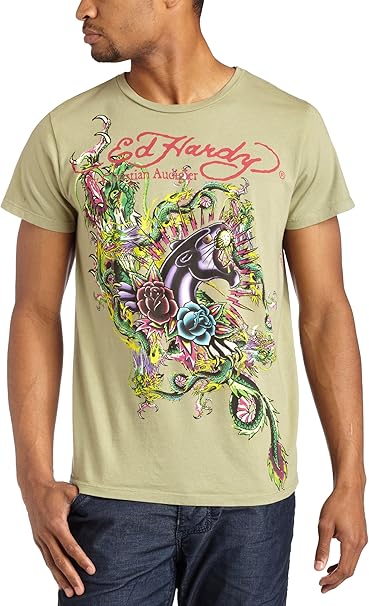 Ed Hardy Men's Multiprint T-Shirt, Verde salvia, X-Large: Amazon.com.mx