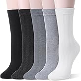 Thin Merino Wool Boot Socks Warm Winter Cozy Comfy Breathable Work Casual Socks for Women 5 Pairs