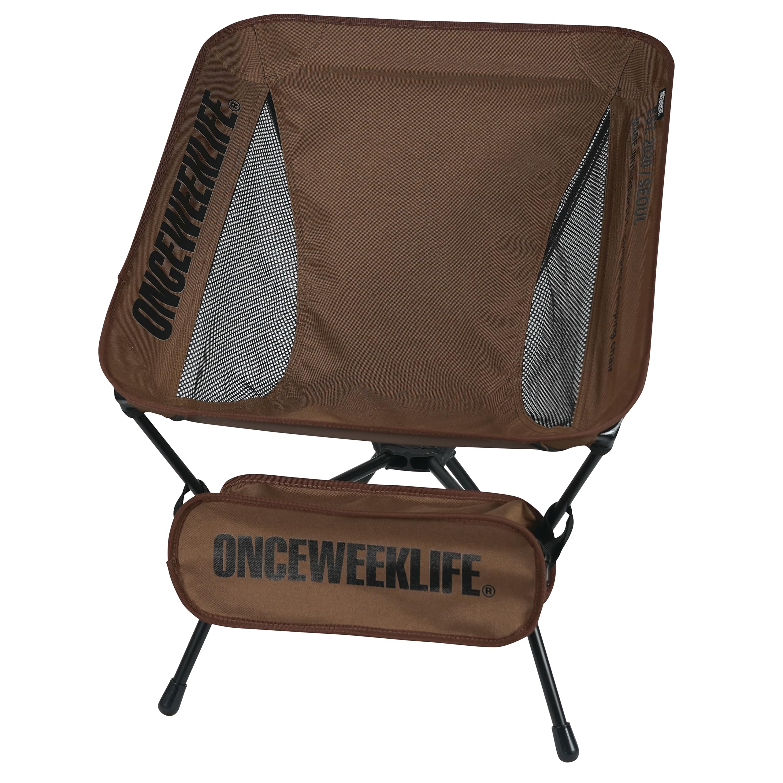 ONCEWEEKLIFE® アウトドアチェア キャンプ 椅子 折りたたみ コンパクト イス 収納バッグ付き ハイキング お釣り 登山 耐荷重150kg (ブラウン)