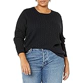 Amazon Essentials Women's Lightweight Long-Sleeve Cable Crewneck Sweater (Available in Plus Size)