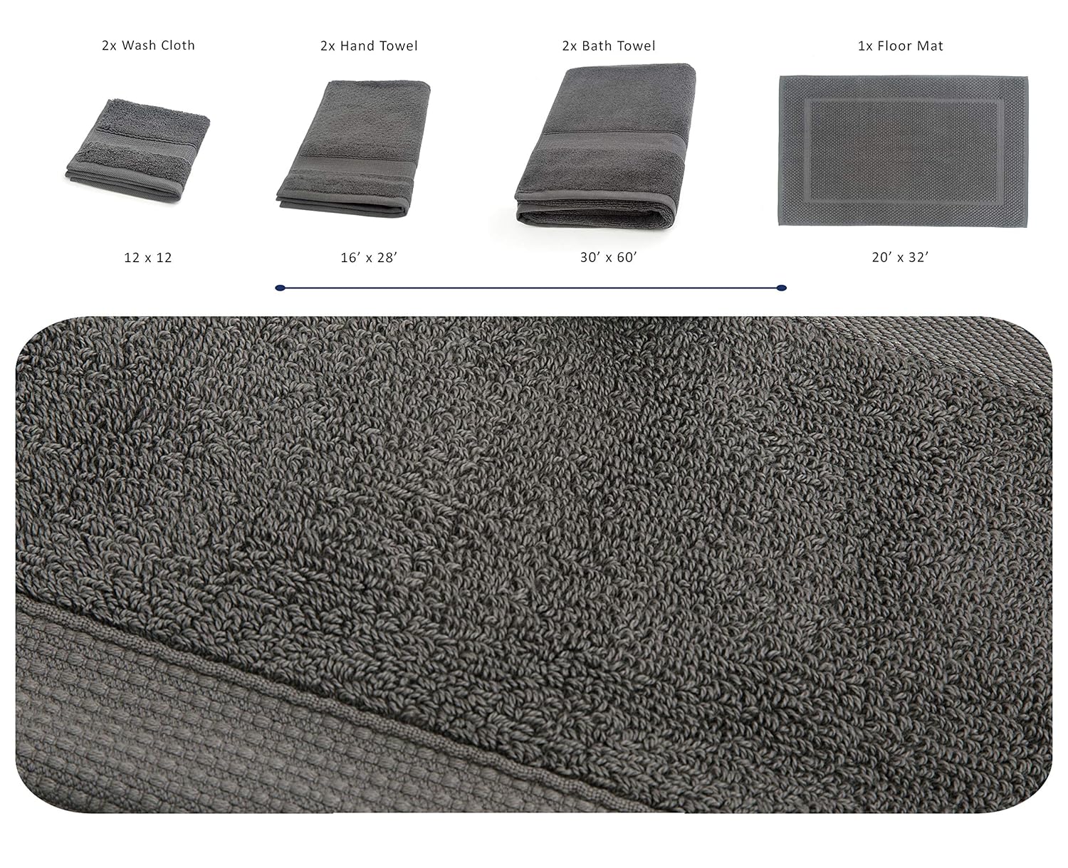 Towels Blake Deluxe 7 Piece Bath Towel and Bath Mat Set 700 GSM Densely