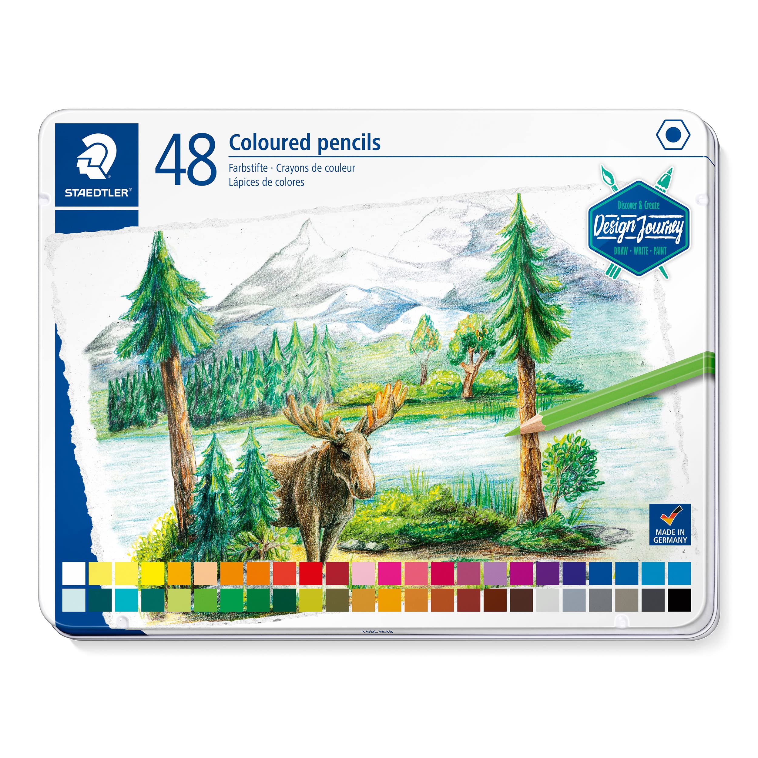 STAEDTLER 146C M48 Design Journey Colouring Pencils - Assorted Colours (Tin of 48)