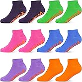 HYCLES Boys Girls Non-Slip Toddler Socks Grip Ankle Sticky Socks Anti-Skid Sock for Kids 6 Pairs for 2-13 Years Kids
