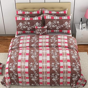 MAFATLAL Saranvi Series, Pure Cotton Soft Finish Easy to Wash 180 TC Premium Bedsheets for Double Bed with 2 Pillow Covers, Luxurious Bed Sheet Set (Wooden Pink)