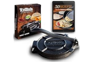 Tortillada – Tortilla Press, Quesadilla/Roti Maker (20 cm) Cast Iron with Recipes E-Book "50 Tortilla Recipes"