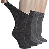 Hugh Ugoli Women's Cotton Diabetic Crew Socks, Wide, Thin, Loose Fit and Stretchy, Seamless Toe & Non-Binding Top, 4-8 Pairs