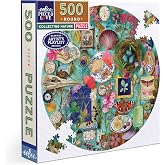 eeBoo Collecting Nature 500 Piece Round Jigsaw Puzzle, 23" Diameter | Double coated, sturdy &amp; dust free pieces with a satisfying snap. Includes full color reference insert. Vibrant, original art