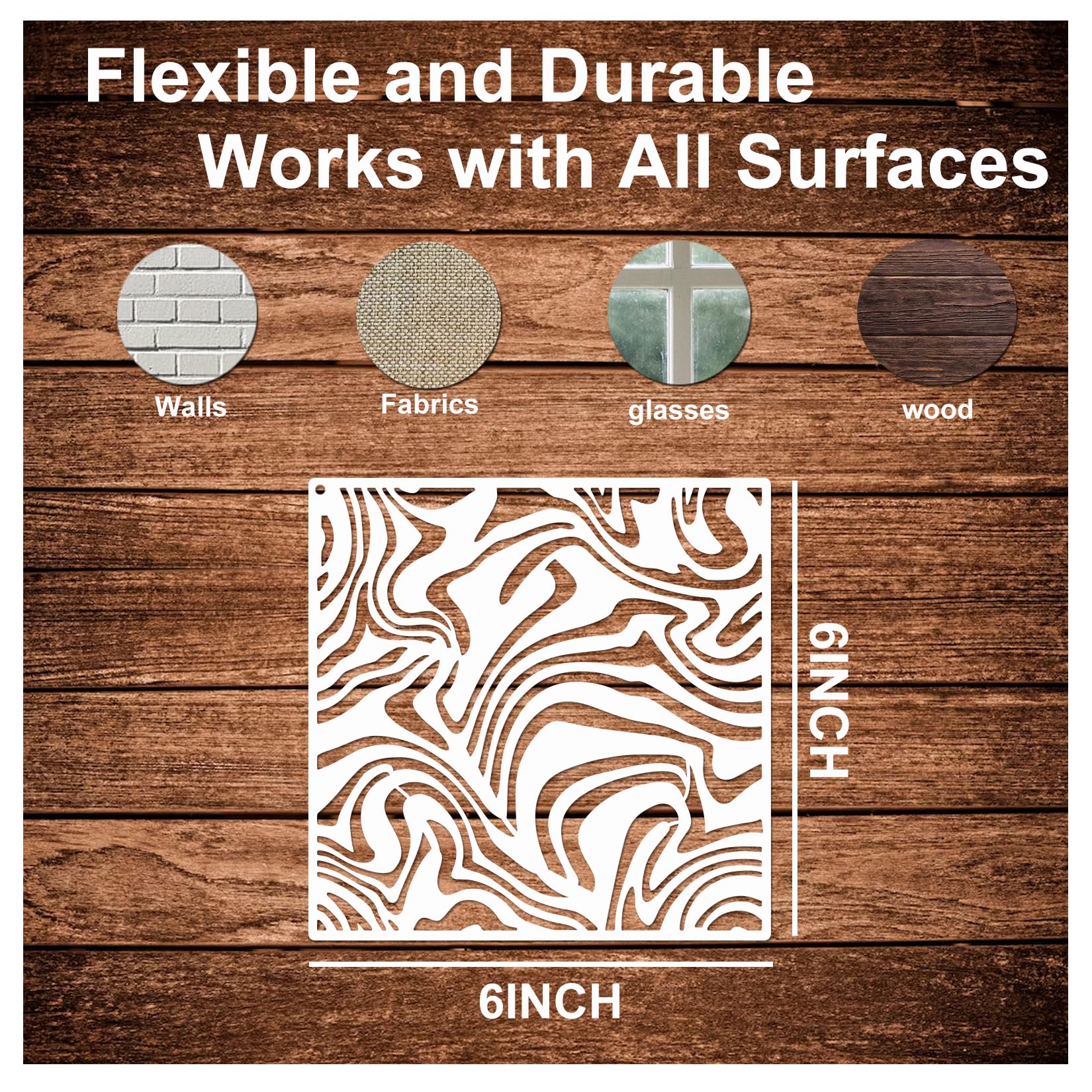 Cubist Stencils for Crafts Reusable 6 X 6 Inch Texture Mixed Media Burlap Art Painting on Wood Wall Canvas Brick Layered Pattern Paint Art Stencils for Card Making (16pcs Cubist)