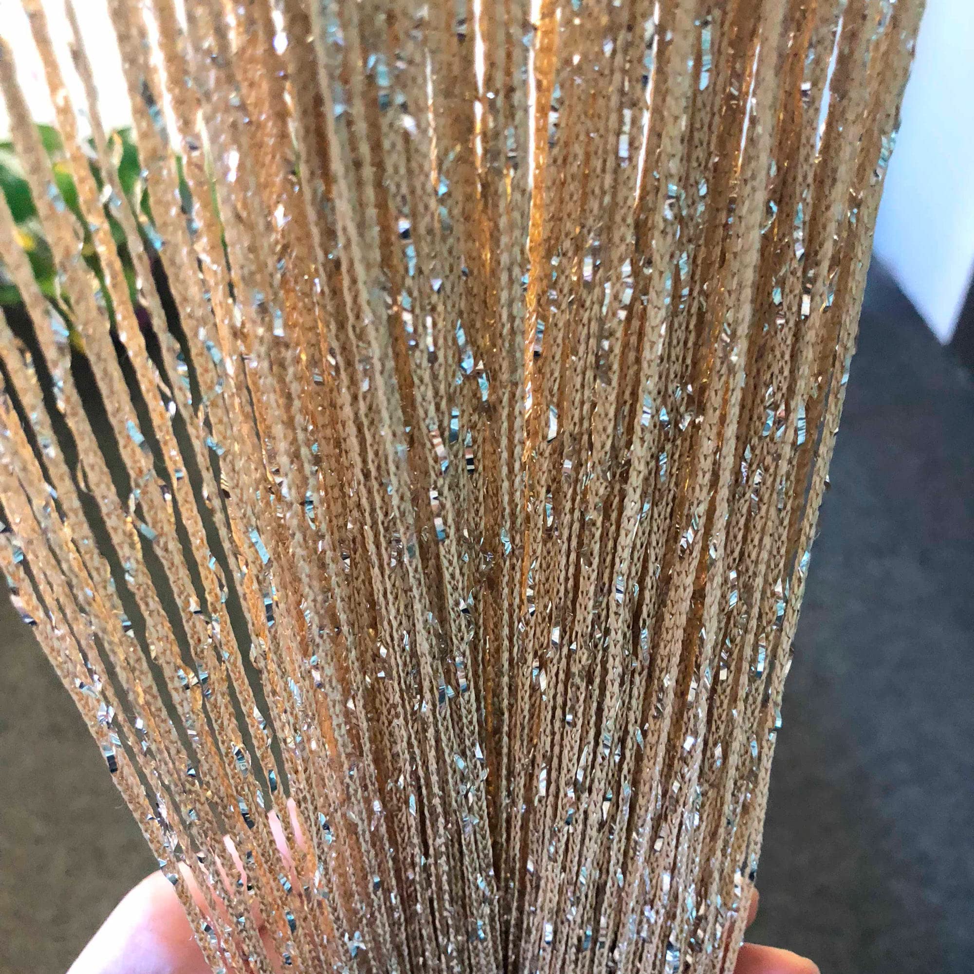 Vagasi 2 Pack Beaded Curtains String 100x200 cm Beaded Curtains for Doorways Tassel Glitter String Curtains Room Dividers Curtain Hippie Room Décor for Living Room, Bedroom, Closet, Party