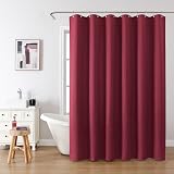 Shower Curtain 182x198cm Burgundy with Metal Hooks Waffle Fabric view 2