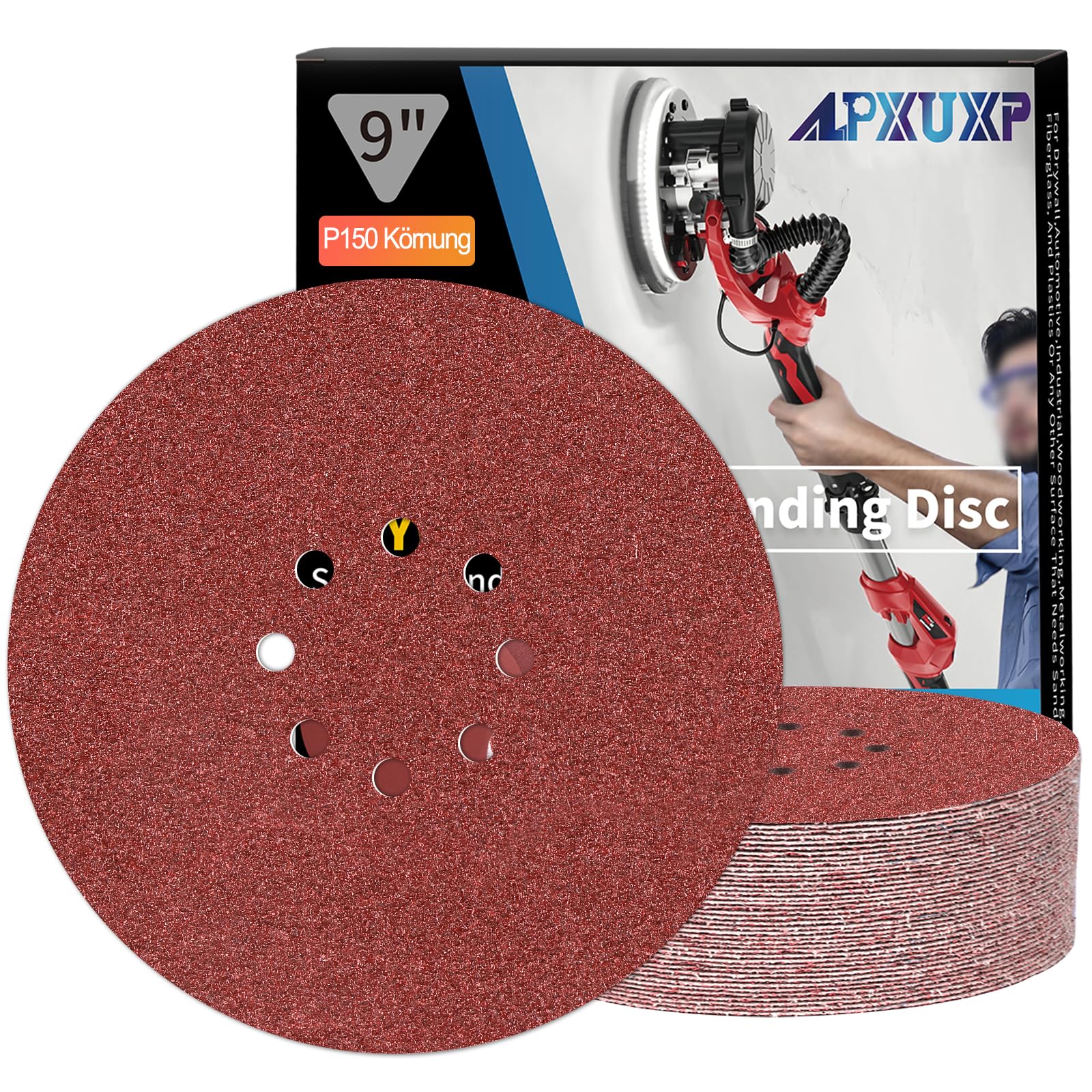 ALPXUXP Sandpaper 225 mm 150 Grit 8 Hole Sanding Disc for Drywall Sanders Sanding Giraffe Round Sandpaper Pack of 25 — image 1