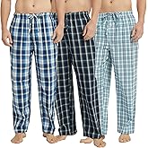 Vulcanodon 2 Pack Men's Cotton Pajama Pants, Soft Woven Pajama Pants for Men Plaid Pj Bottoms