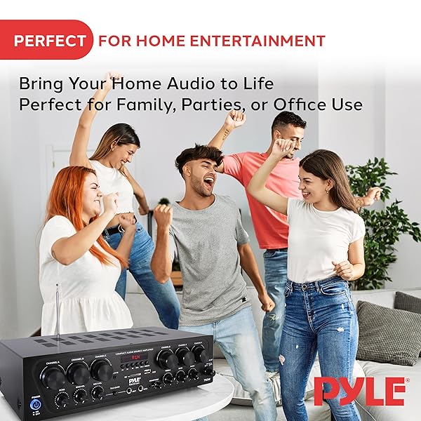 PYLE WIRELESS BLUETOOTH HOME AUDIO AMPLIFIER SYSTEM-UPGRADED 6 CHANNEL 750 WATT SOUND POWER STEREO RECEIVER W/USB, MICRO SD, HEADPHONE,2 MICROPHONE INPUT W/ECHO, TALKOVER FOR PA – PTA62BT.5