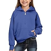 Cubear Girls Half-Zip Fleece Hoodie Sweatshirt Fashion Long Sleeve Pullover Top with Thumb Hole Preppy Clothes for Teen Girls