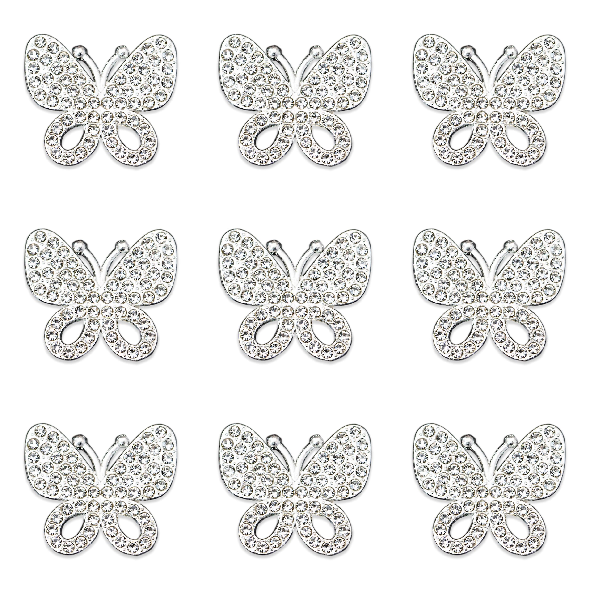 Photo 1 of 30PCS Alloy Rhinestone Butterfly Embellishment Stickers Handmade Hair Accessories Sneakers, Clothes, Party Decorations Gift Box ?Dress?Rhinestone Alloy Appliques Decorative Home Decor (Silver)