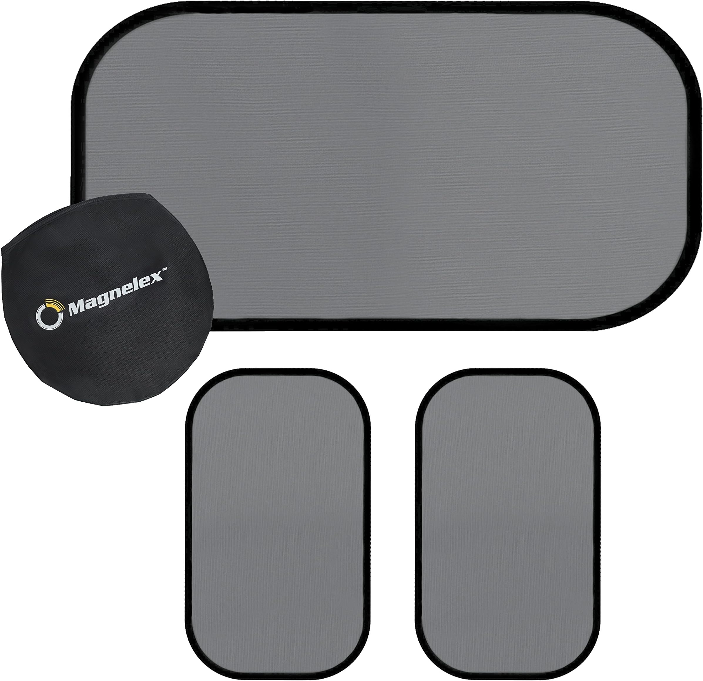 Car Sunshades Stop 98% of Harmful UV Rays with 2 Shades for Side Windows and 1 Rear Window. Sticks with Static Cling and Suction Cups. Made Mesh. Convenient Storage/Travel Pouch.