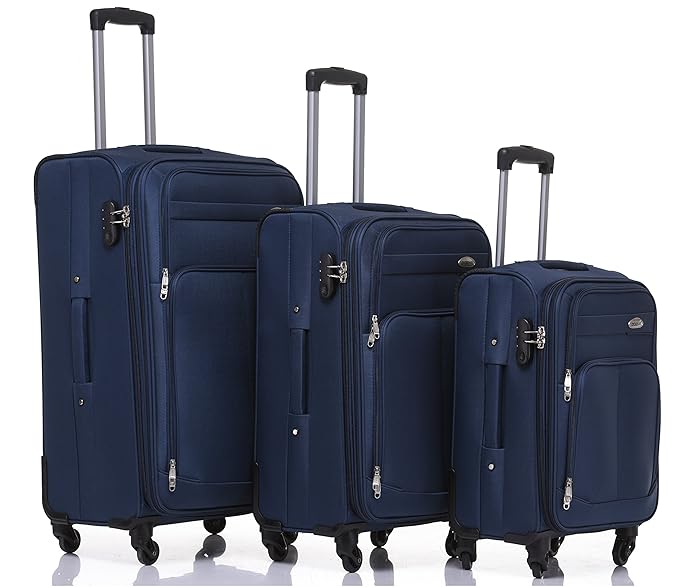 Kofferset Trolley Gepäckset Stoff Dehnungsfuge Koffer Reisekoffer (Blau)