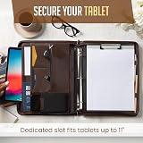 STYLIO Walnut Zipper Portfolio Binder 3 Ring Clipboard Folio Padfolio view 4