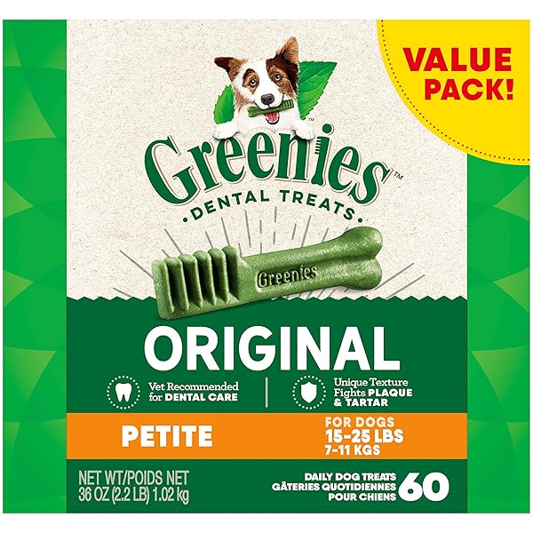 GREENIES ORIGINAL PETITE NATURAL DENTAL CARE DOG TREATS, 36 OZ. PACK (60 TREATS)