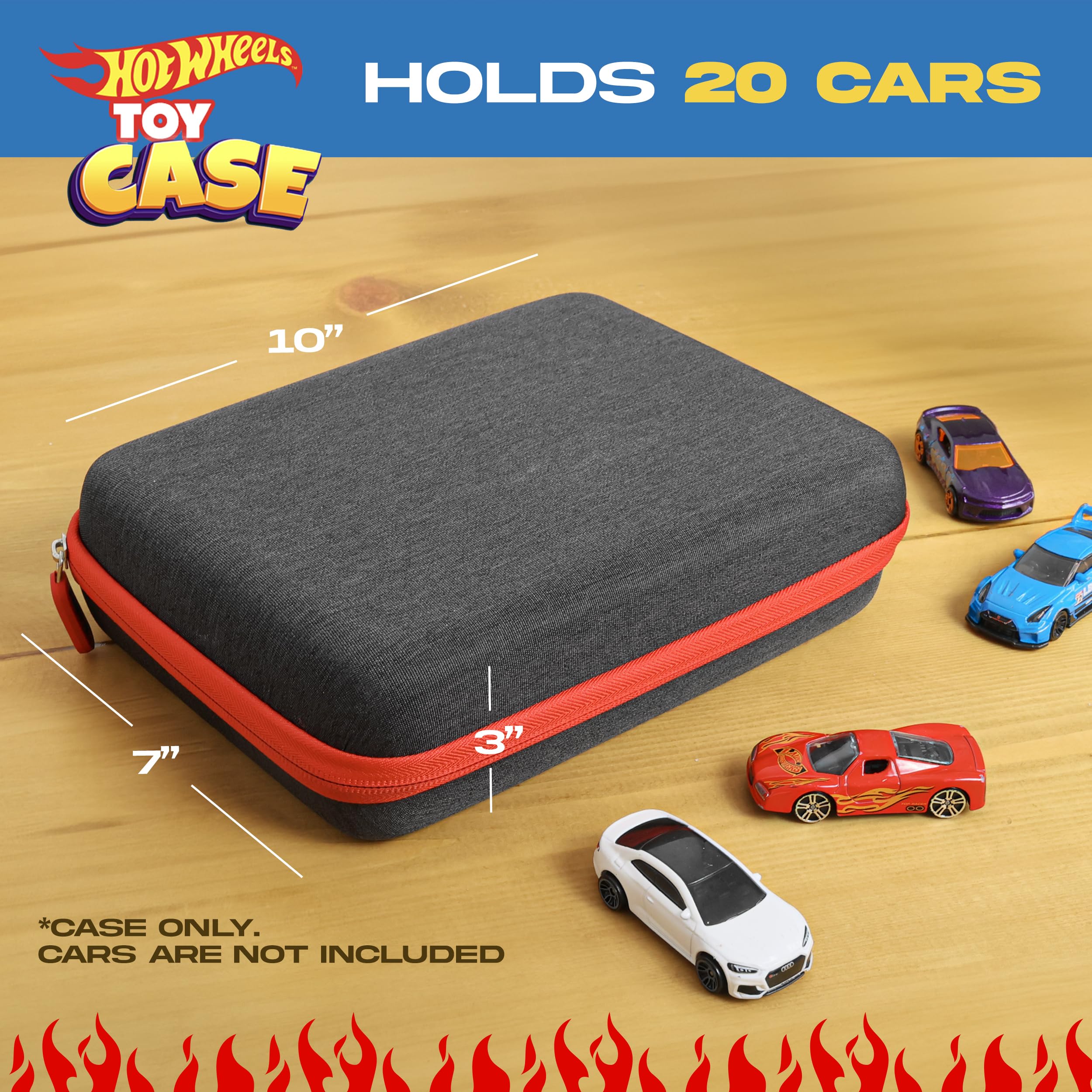 All7s Built Tough Hard Shell Storage Case for 20 Hot Wheels and Matchbox Toy Cars, a Perfect Carrying Case for Young Collectors