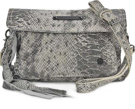 Tyoulip Sisters, Damen, Handtaschen, Umhängetaschen, Clutch, Unterarmtaschen, Schlangenoptik, Hellgrau, 19,5 x 13 x 6 cm (B x