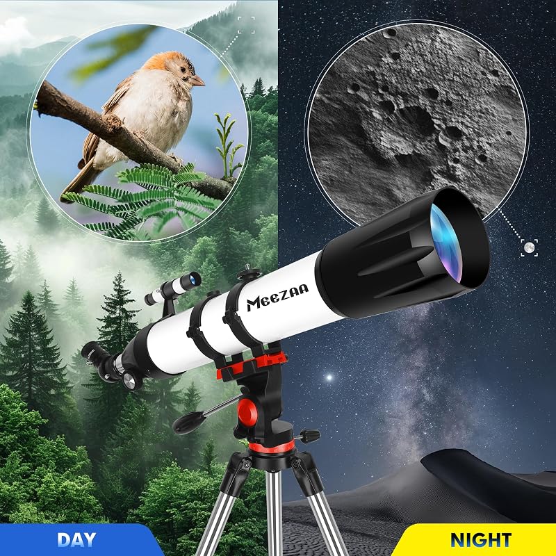 Teleskop, Teleskope für Erwachsene Astronomie Profi, 90mm Blende 800mm AZ Mount Refraktor Teleskop für Kinder und Anfänger, Teleskope Astronomisches zur Beobachtung von Mond und Planeten