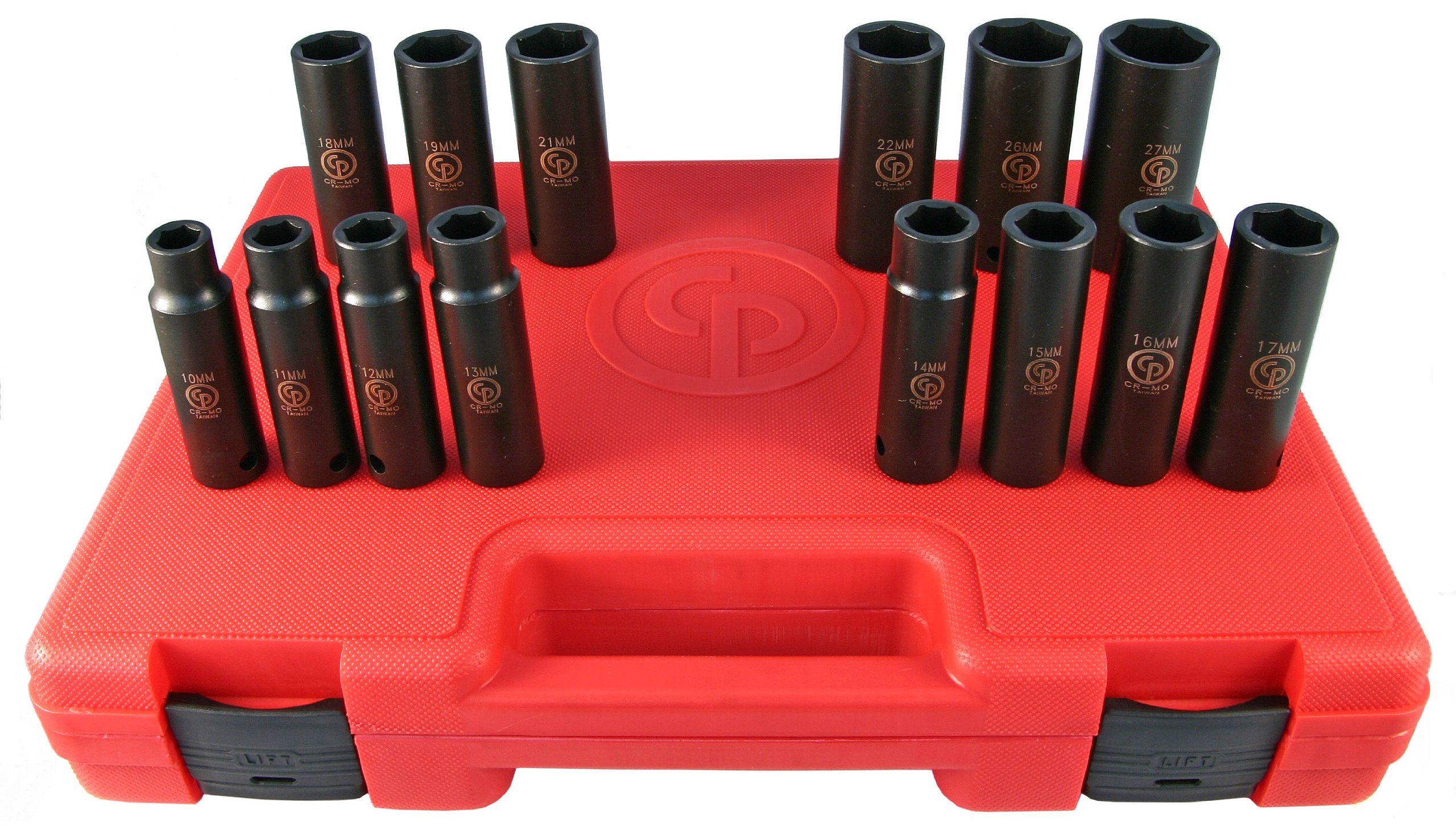 Chicago Pneumatic SS4114D - 1/2 Inch Square Drive, Deep, Metric, 6 Point, Impact Socket Set (14 PCS)