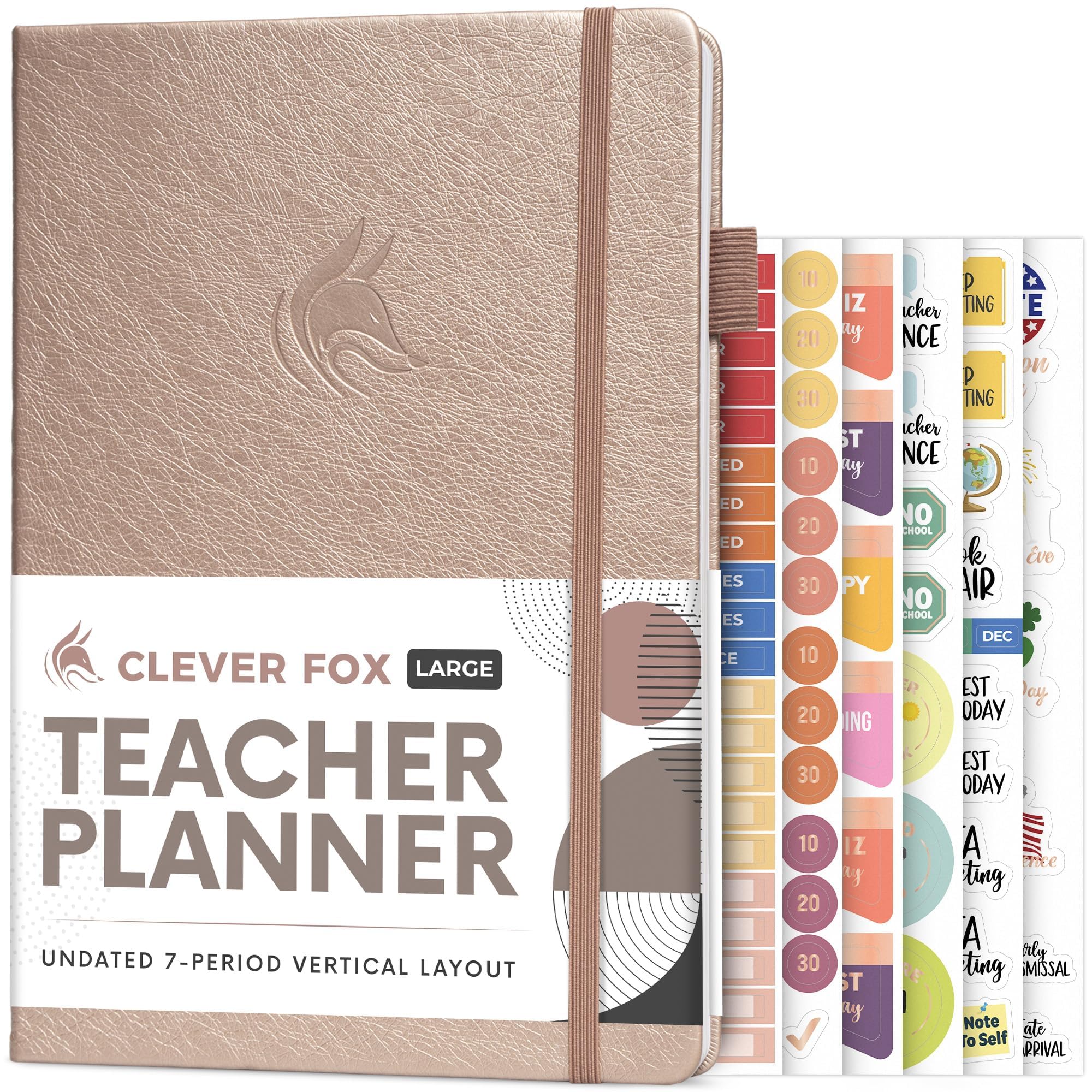 Clever Fox Teacher Planner – School Year Planner with Calendars & Lesson Plans – Teacher Plan Book for Classroom & Homeschool Organization - Undated, 18x25cm, Hardcover (Rose Gold)