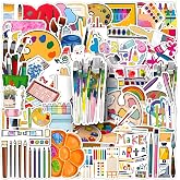 Art Painting Stickers, 100Pcs Paint Palette Stickers Paint Brushes Sticker Pigment Stickers Decals for Laptop Water Bottles Skateboard Luggage Computer, Gifts for Kids Girls Teens