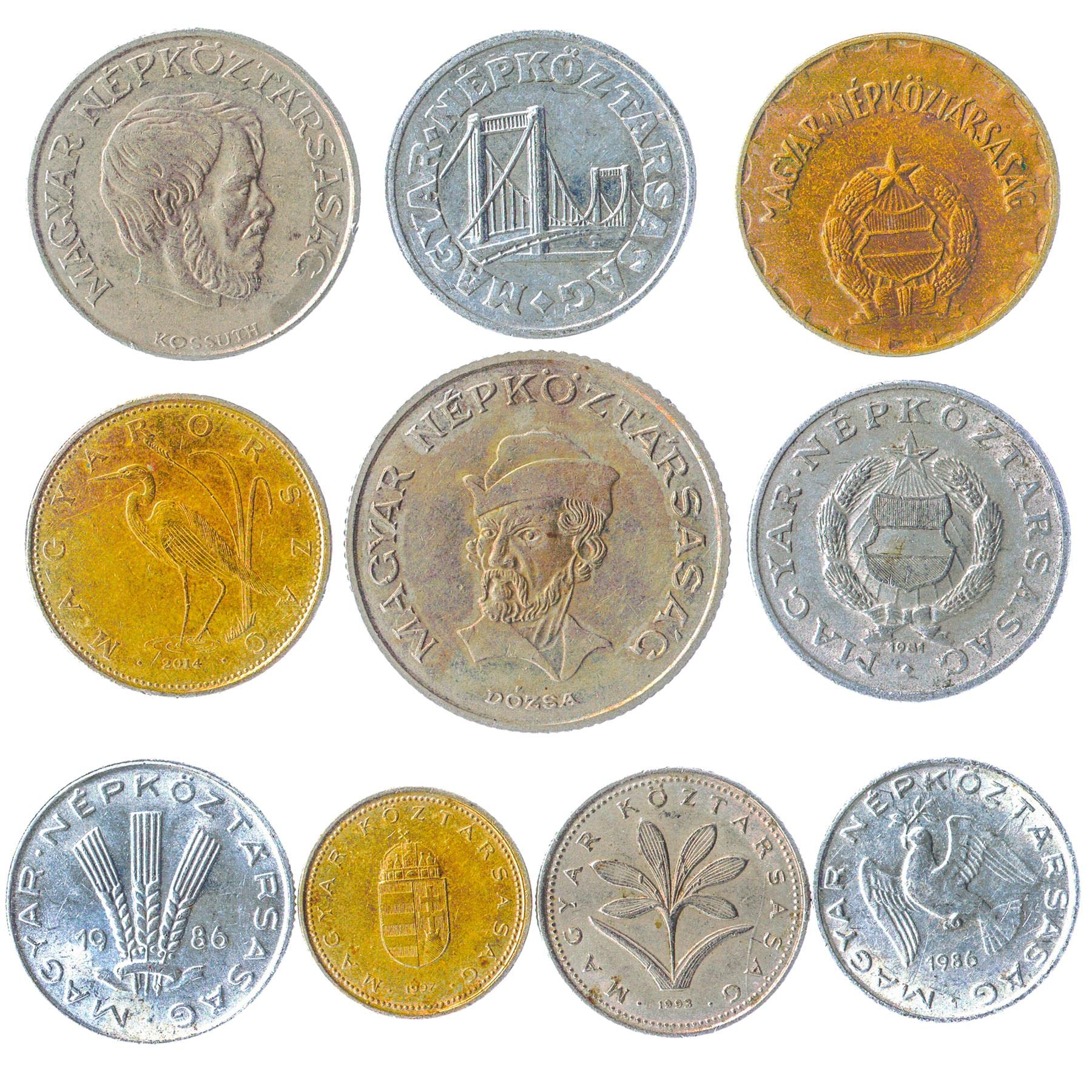 10 Old Coins from Hungary | Hungarian Collectible Coins Filler Forint | Perfect Choice for Your Coin Bank Coin Holders and Coin Album