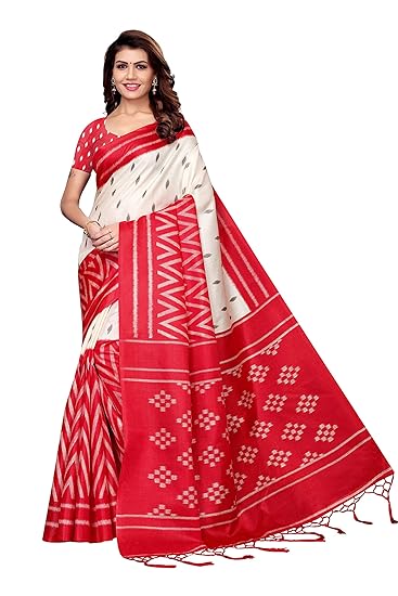 Women's Khadi Silk Saree With Unstitched Blouse Piece (TRM_TWEET RED_S_Red)