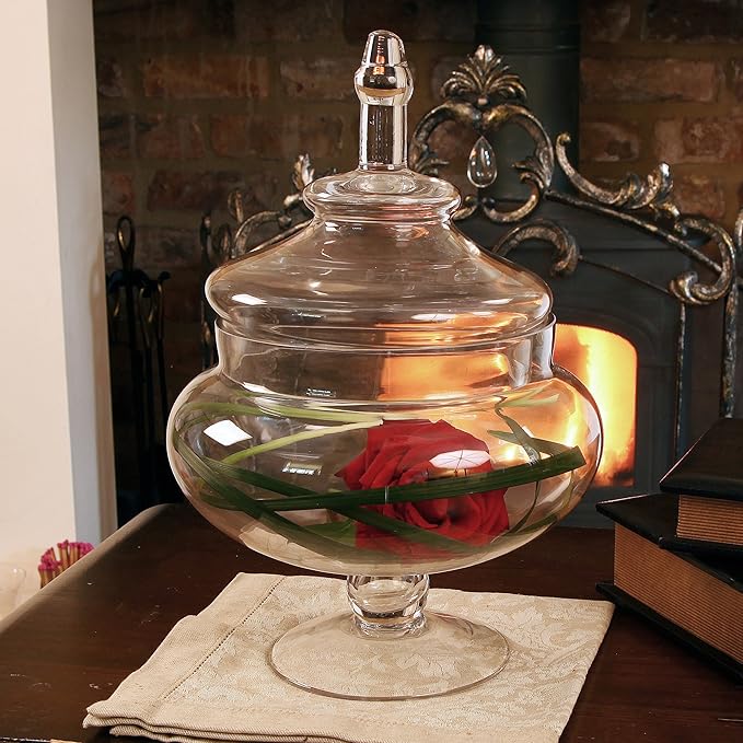 Large Footed Glass Jar with Lid H37cm (R517) Amazon.co.uk Kitchen & Home