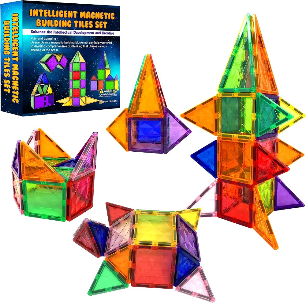 Desire Deluxe Magnetic Building Blocks Tiles STEM Toy 37pc 3-8 Age