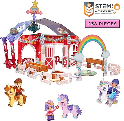 Amazon Com Linxies Unicorn Barn Kids Play Set Build Your Own