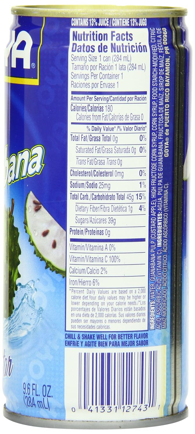 Goya nectar - guanabana Water guanabana pulp (custard Apple), high fructose corn syrup, corn syrup, Food starch-modified, citr (041331027434)