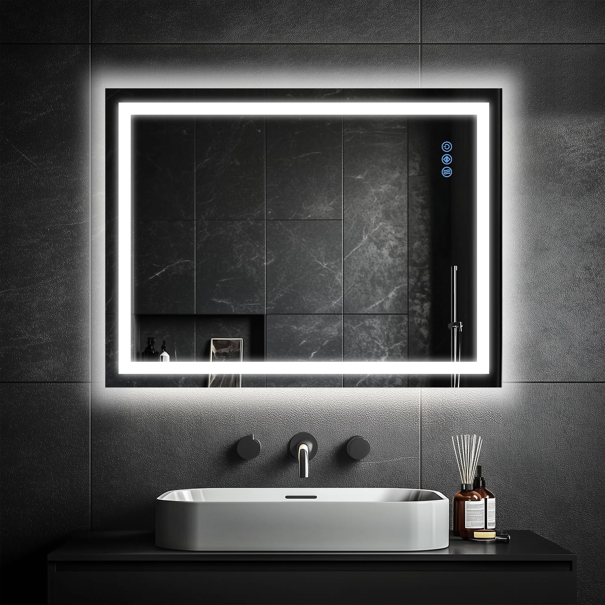Photo 1 of Antok 24"x 36" LED Bathroom Mirror with Lights, Anti-Fog, Dimmable, Lighted Vanity Mirror with Tempered Glass, Memory Function, 3 Light Modes, Safe Use, Horizontal, Vertical, Wall Mount