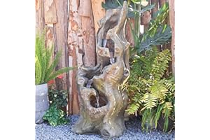 SERBILHOME Outdoor Water Fountain 39.93 Inch Large Outdoor Water Fountain Garden Cascading Waterfalls Fountain Floor Standing Water Fountains Outdoor Water Fountain with Lights for Patio Deck Yard