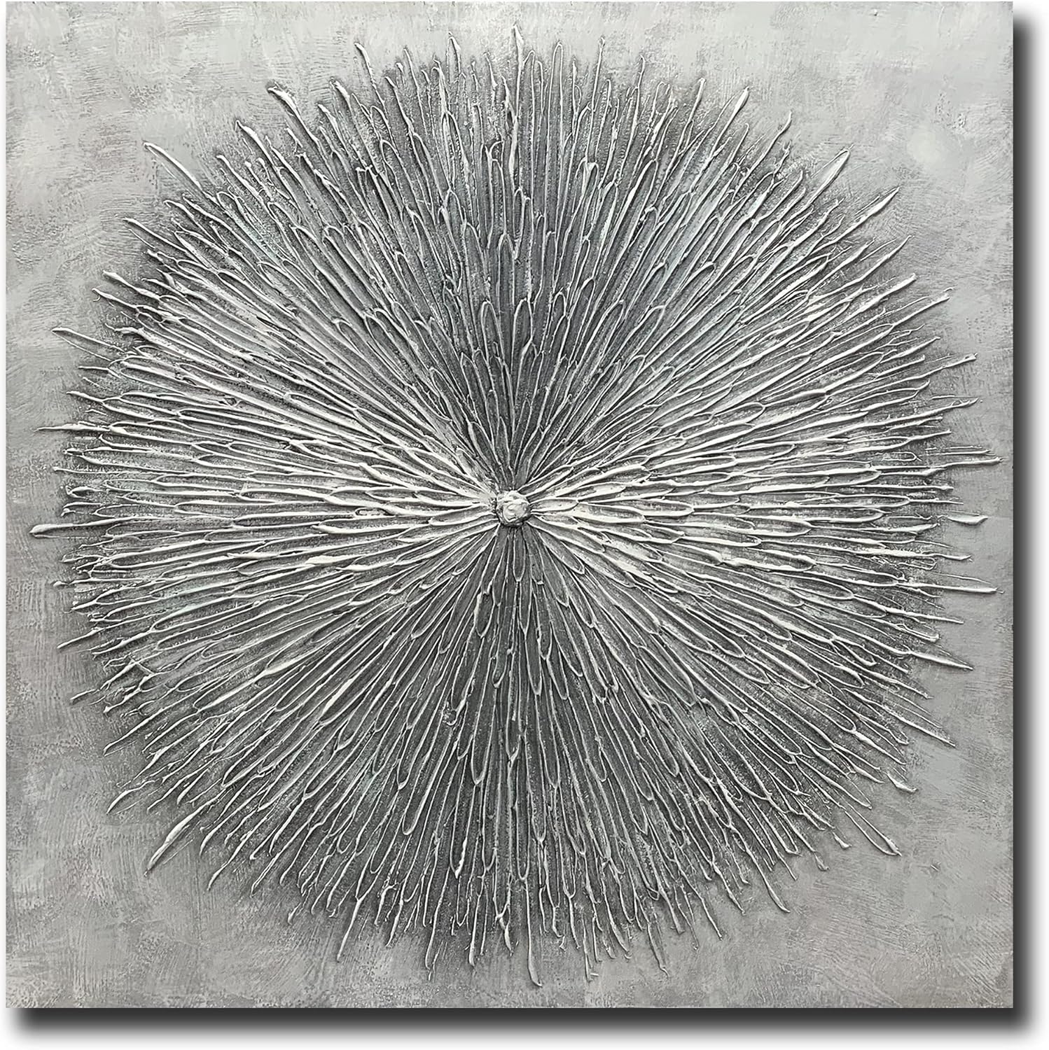 Paintings - V-inspire Art,36x36 Inch Contemporary Hand Painted Abstract Canvas Wall Art Texture Grey 3D Paintings for Wall Decorations Wood Paintings for Living Room Bedroom Above Wall Decor Ready to Hang