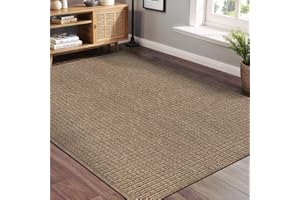 Beverly Rug Easy Jute Natural Rug 4x6 Solid Washable Durable Outdoor Indoor Area Rugs for Living Dining Room Patio Office Stain Resistant Non Shedding Casual Indoor Outside Carpet (4 x 6 Natural)